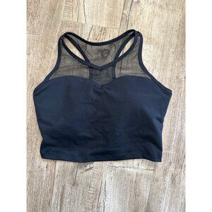 KIAVA Womens Black Mesh Sports Cropped Bra S